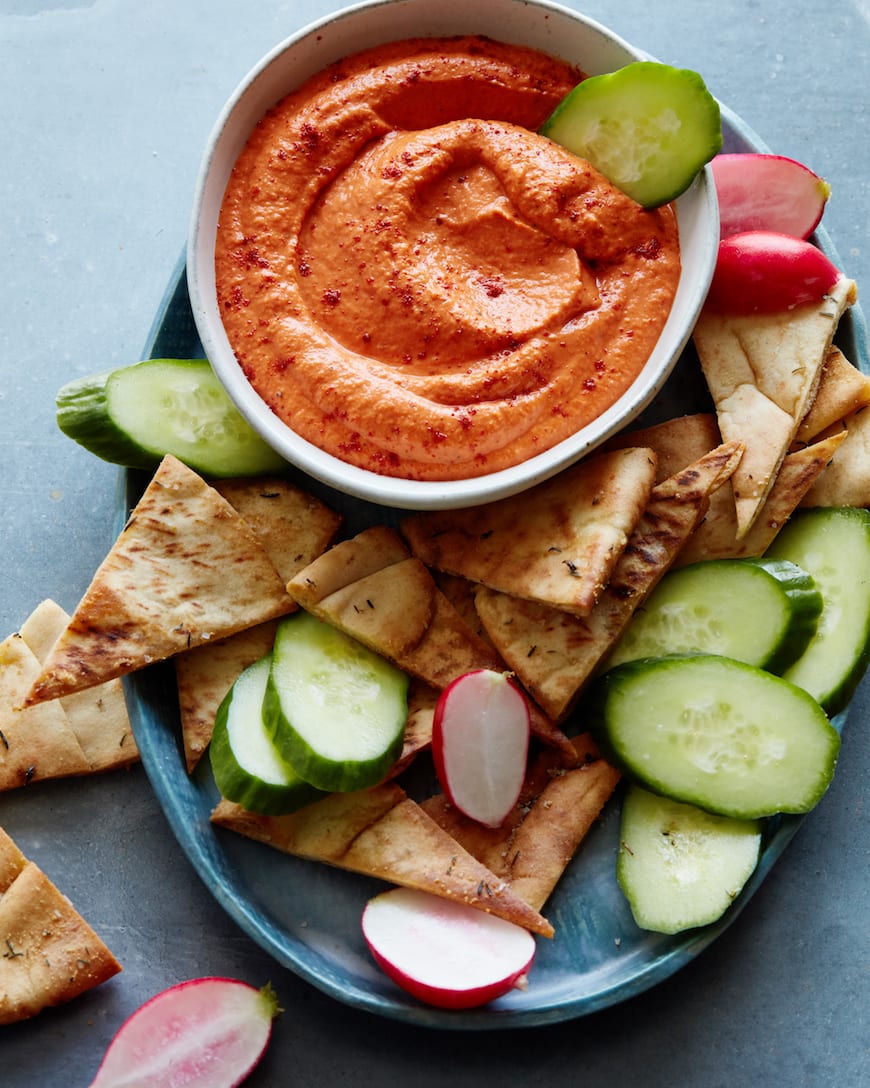 Red Pepper & Artichoke Hummus from www.whatsgabycooking.com (@whatsgabycookin)