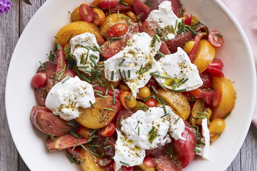 Marinated Tomato and Burrata Salad from www.whatsgabycooking.com (@whatsgabycooking)