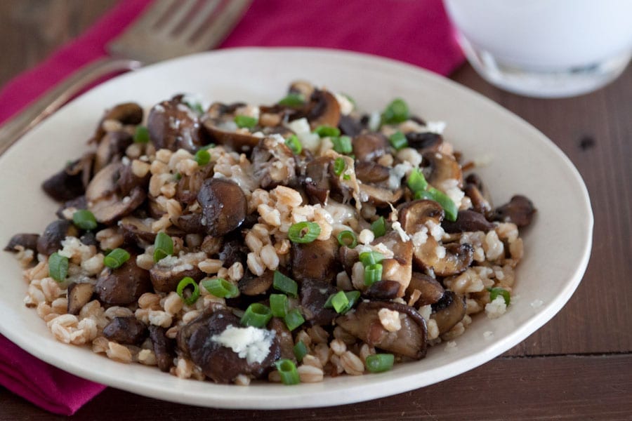 Mushroom, Farro and Fontina Salad on What's Gaby Cooking