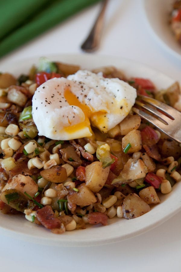 Bacon Veggie Hash with Poached Egg