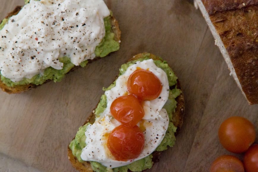 Avocado and Burrata Tartines from www.whatsgabycooking.com