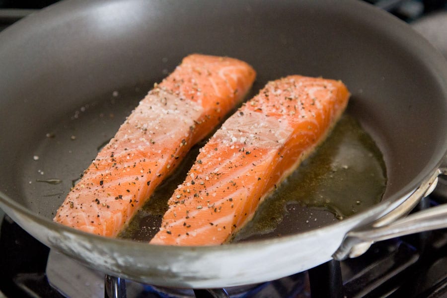 Step by step photos on how to make Pan Seared Salmon