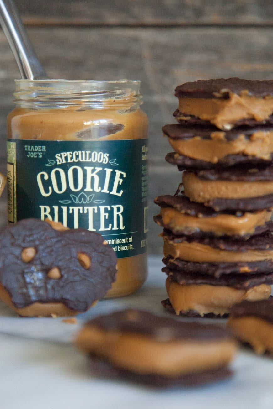 Chocolate Covered Pretzel Cookie Butter Sandwiches