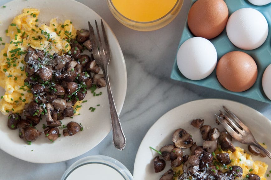 Scrambled Eggs with Roasted Mushrooms