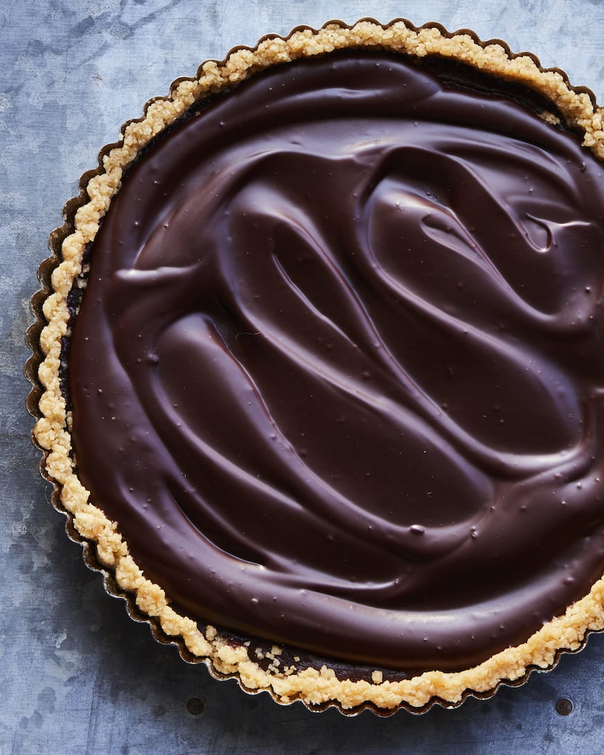 Salted Chocolate Tart with Kettle Chip Crust from www.whatsgabycooking.com (@whatsgabycookin)