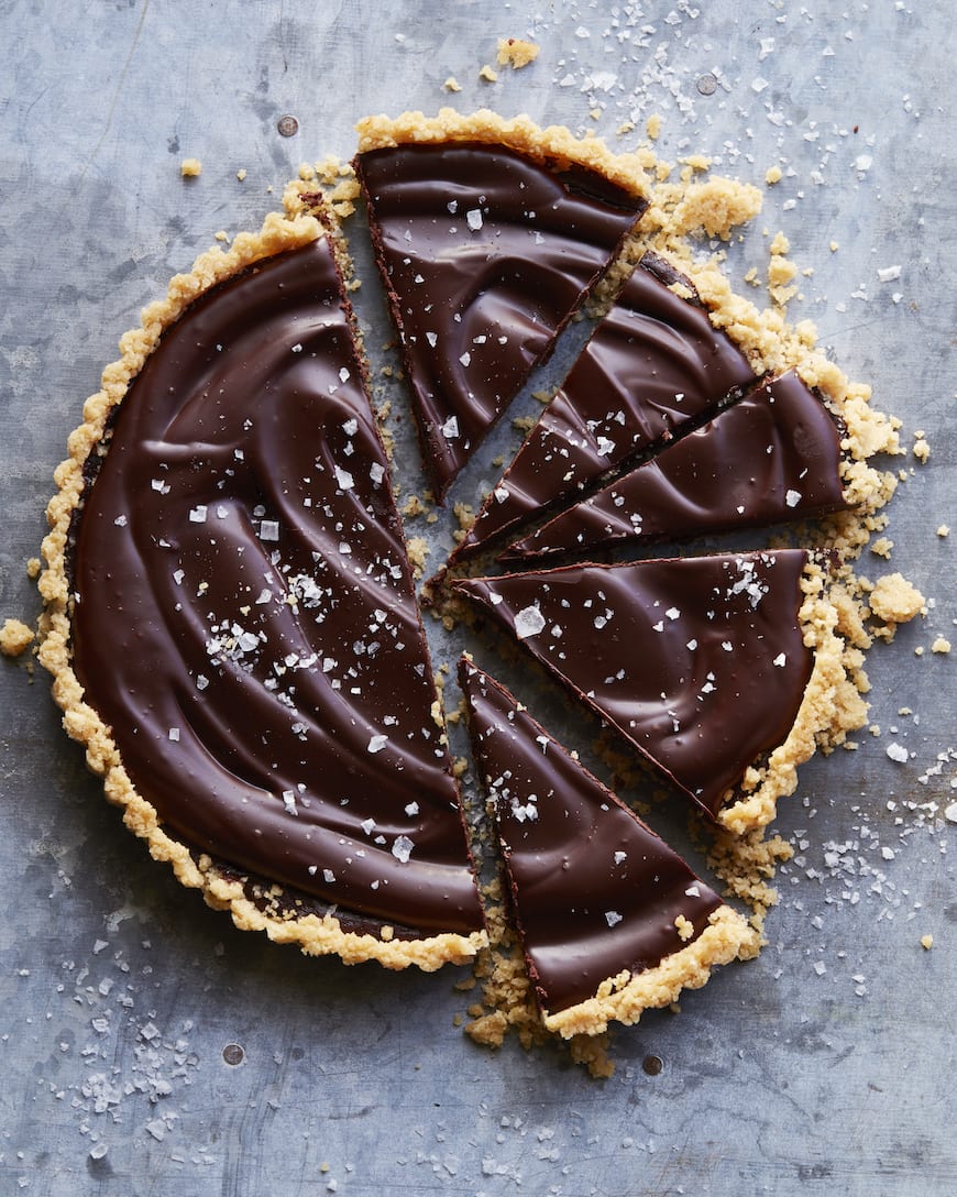 Salted Chocolate Tart with Kettle Chip Crust from www.whatsgabycooking.com (@whatsgabycookin)