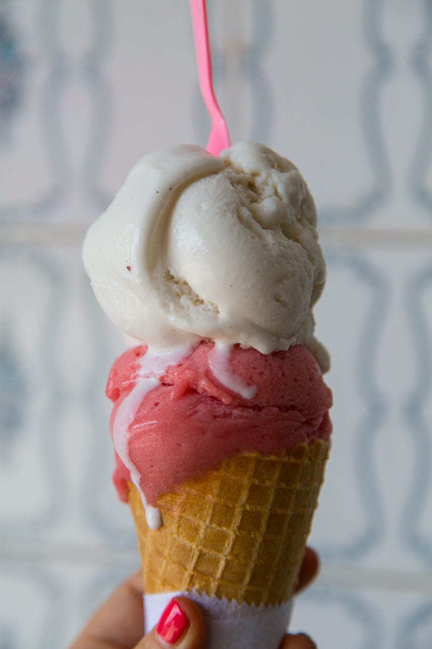 Guava and Green Coconut Ice Cream