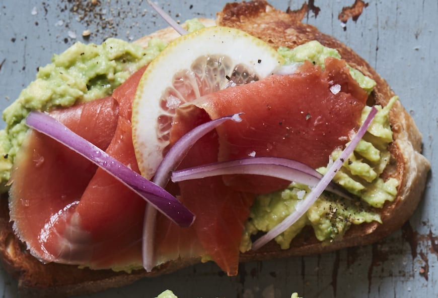 Avocado Toast with Smoked Salmon and Red Onions