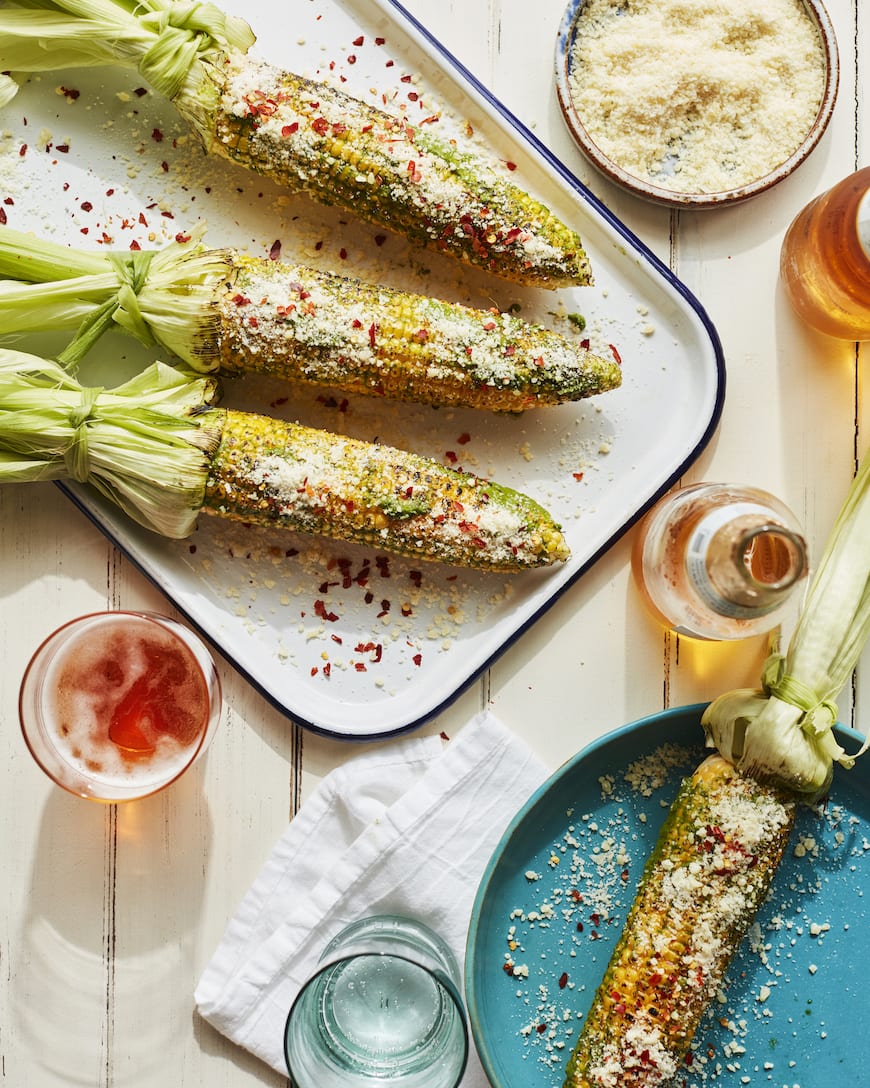 Basil Parmesan Grilled Corn from www.whatsgabycooking.com (@whatsgabycookin)