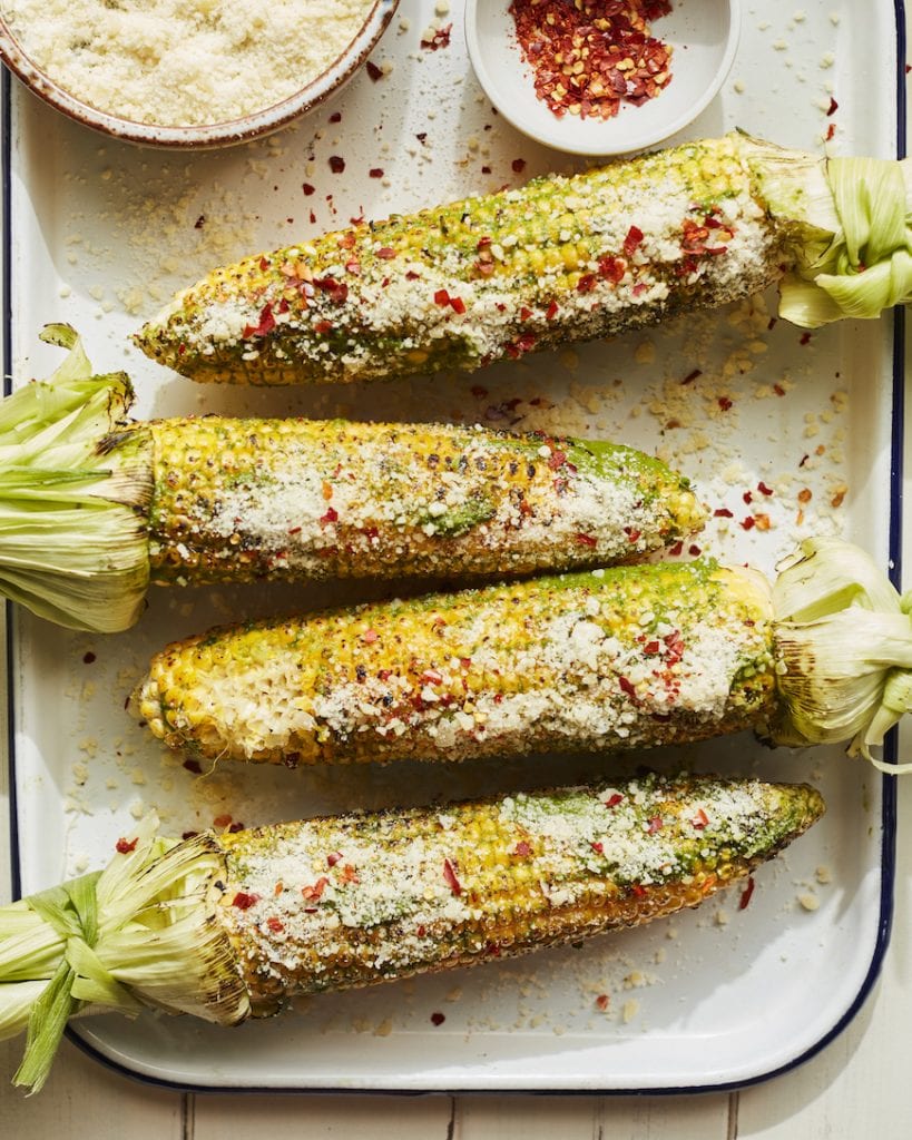 Basil Parmesan Grilled Corn from www.whatsgabycooking.com (@whatsgabycookin)