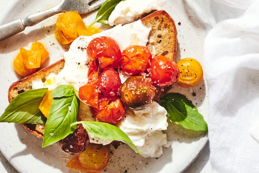 Burrata Tomato Toast What's Gaby Cooking