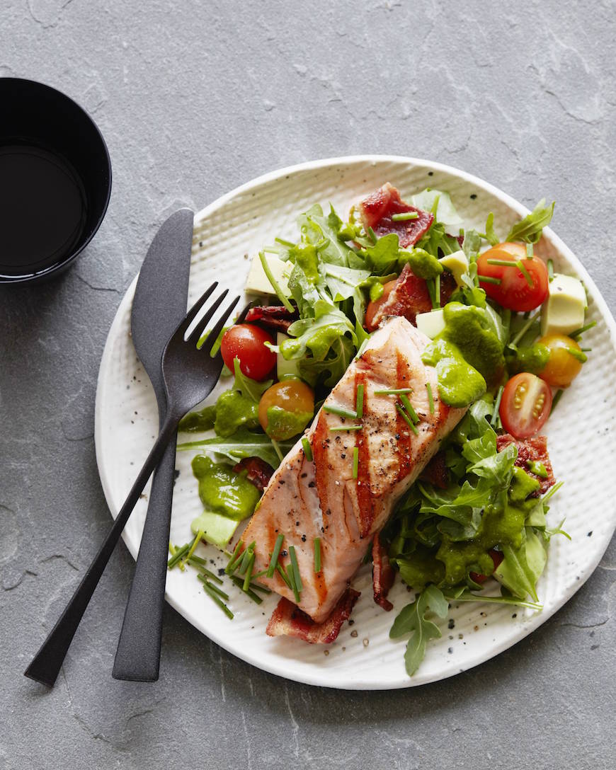 BLT Salmon Salad + Cilantro Dressing