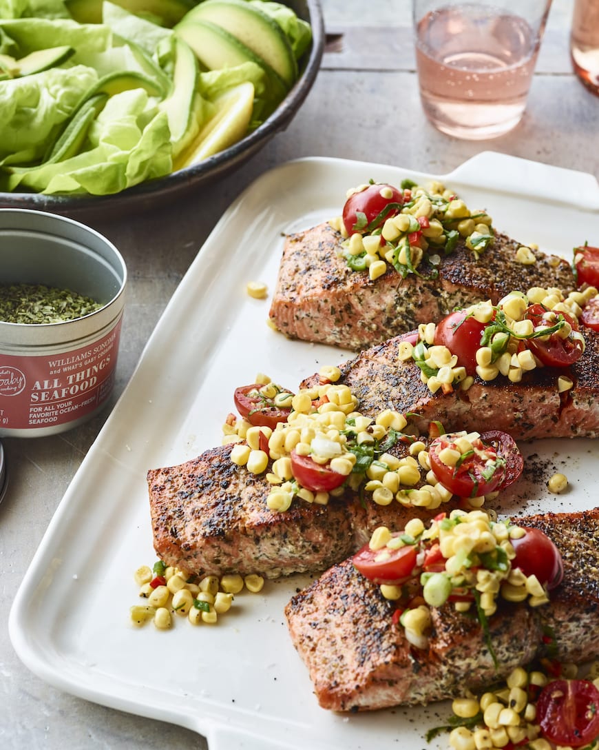 Crispy Salmon Succotash from www.whatsgabycooking.com (@whatsgabycookin)