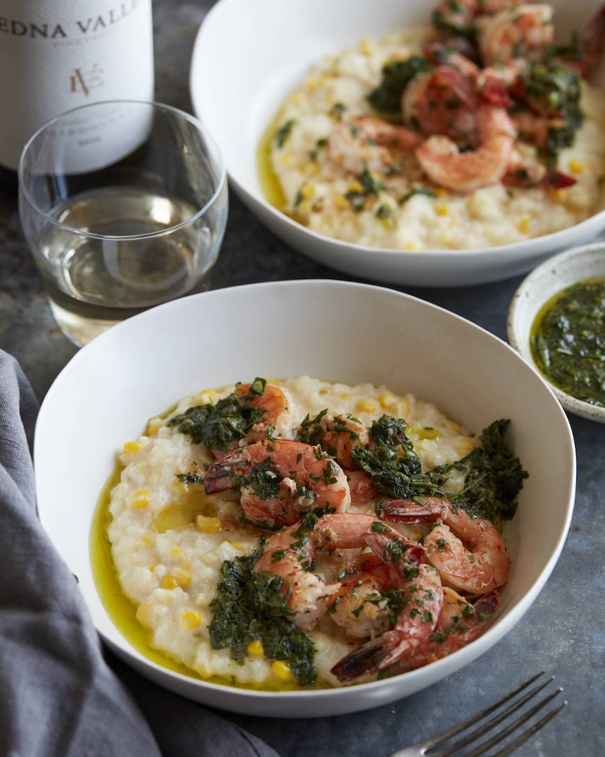 Summer Corn Risotto with Shrimp