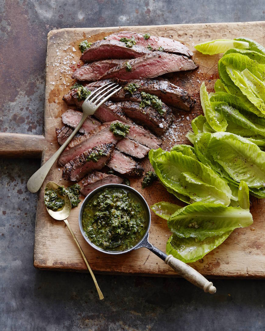 Grilled Flank Steak with Salsa Verde  part of the 20 Easy Weeknight Grilling Recipes from www.whatsgabycooking.com (@whatsgabycookin) 