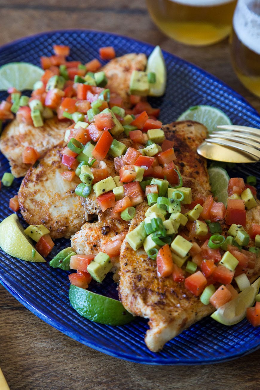 Paprika Grilled Chicken with Avocado Pepper Salsa