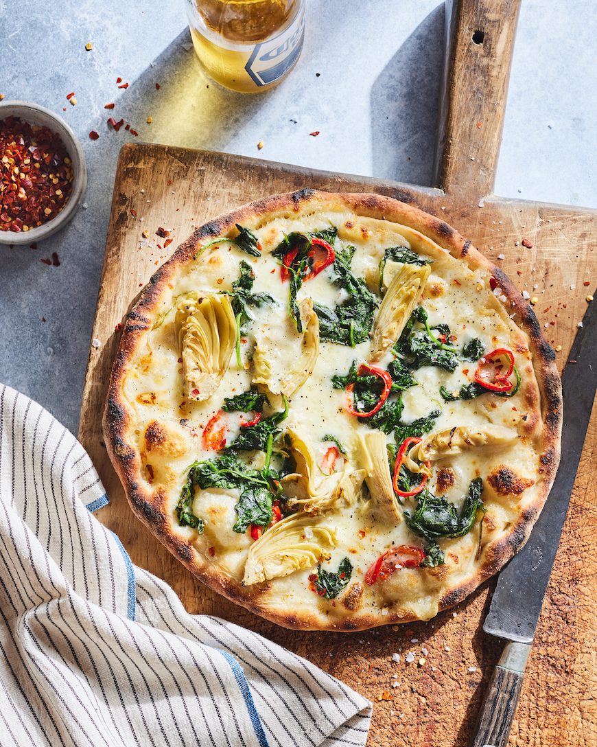 White Pizza with Spinach and Lemon