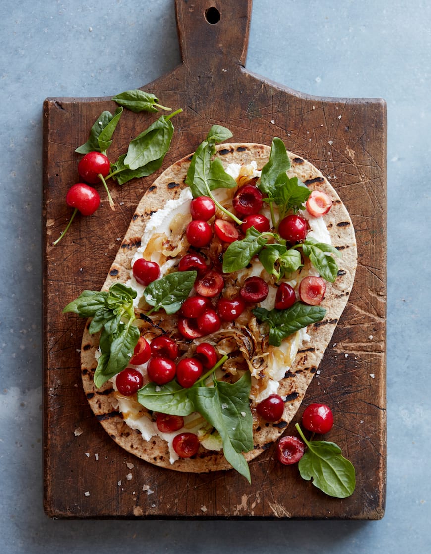 Grilled Cherry Flatbread from www.whatsgabycooking.com (@whatsgabycookin)