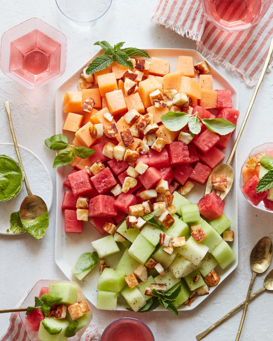 Melon Halloumi Salad Salad from www.whatsgabycooking.com (@whatsgabycookin)