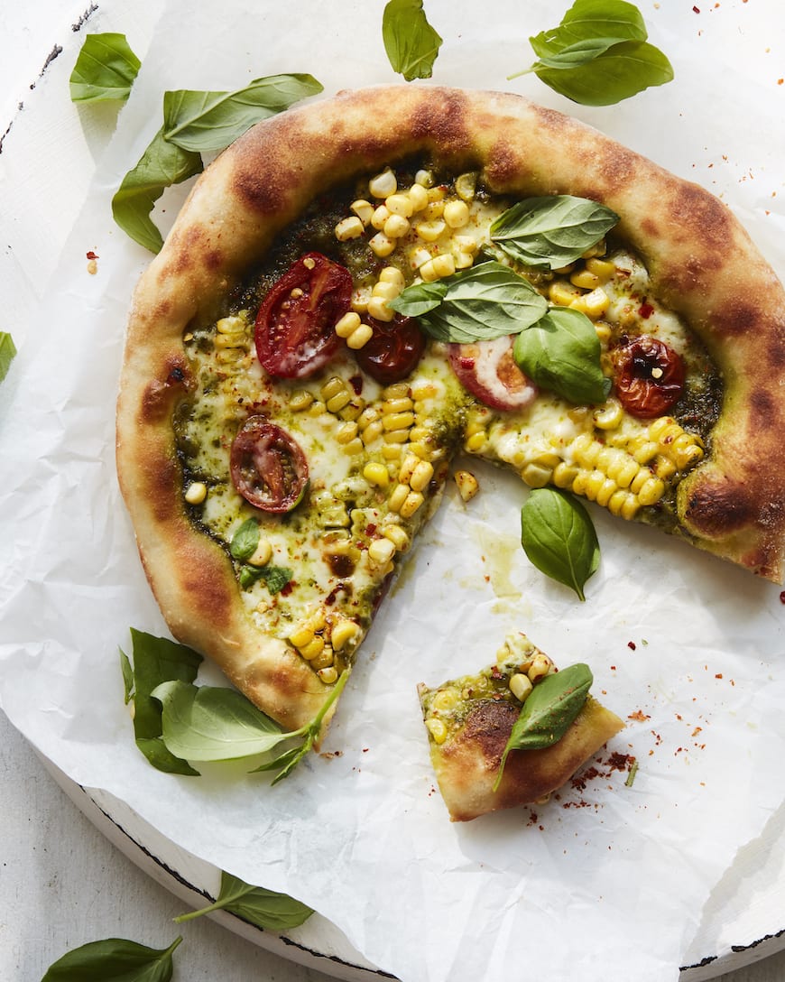 Sweet Corn and Basil Pizza from www.whatsgabycooking.com (@whatsgabycookin)