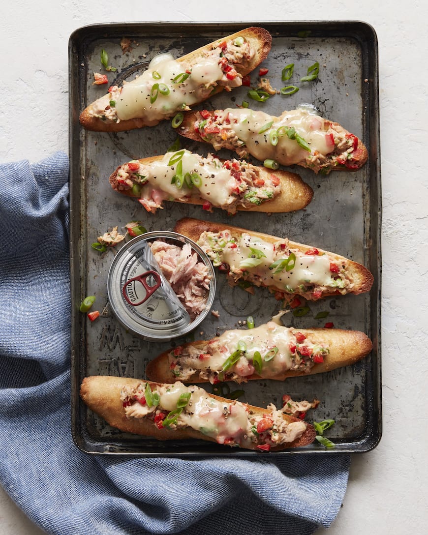 Open Faced Bell Pepper and Scallion Tuna Melt from www.whatsgabycooking.com (@whatsgabycookin)