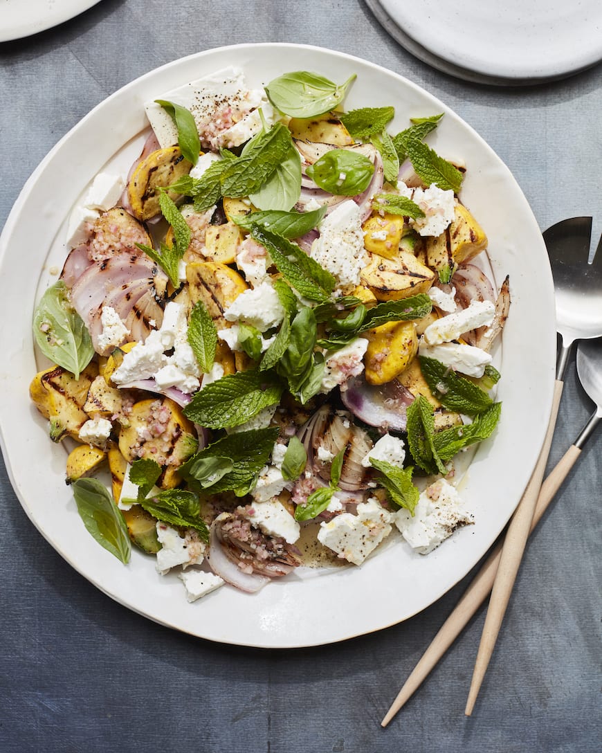 Grilled Summer Squash with Feta from www.whatsgabycooking.com part of the 20 Easy Weeknight Grilling Recipes (@whatsgabycookin)