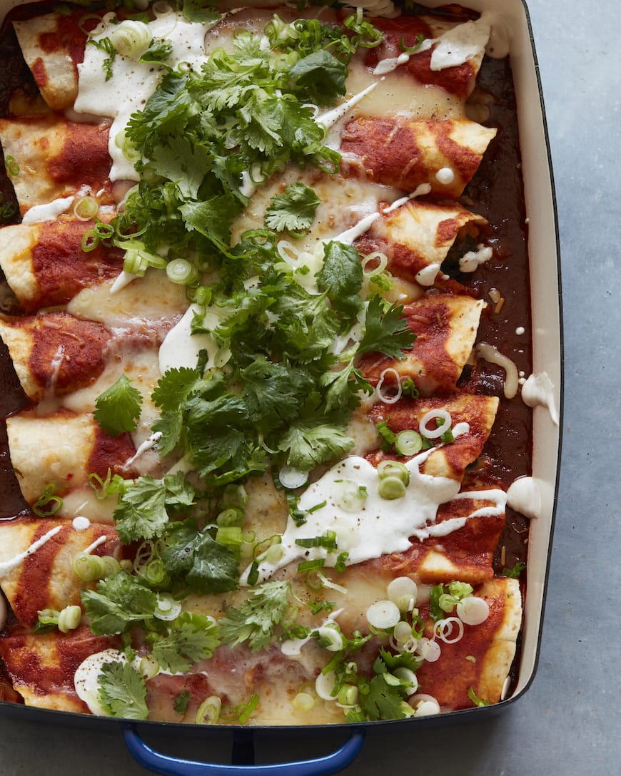 Sweet Potato, Kale and Black Bean Enchiladas