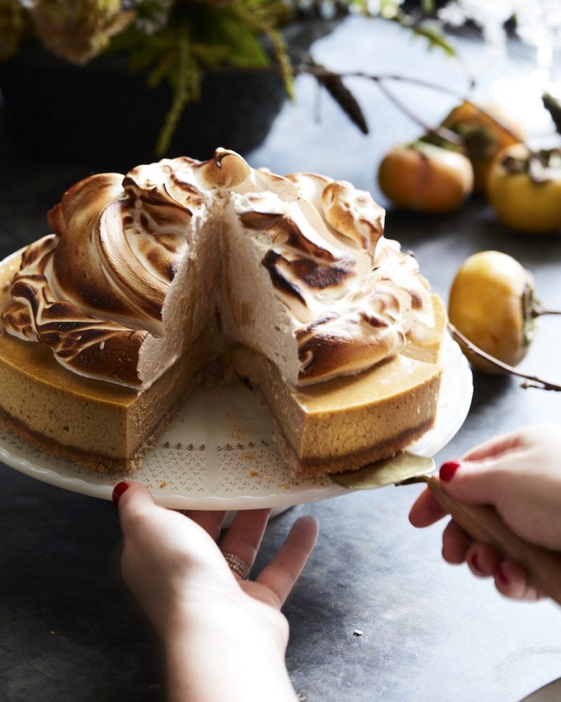 Pumpkin Cheesecake with Marshmallow Meringue from www.whatsgabycooking.com (@whatsgabycookin)