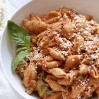 Shells with Tomato Cream Sauce from www.whatsgabycooking.com (@whatsgabycookin)