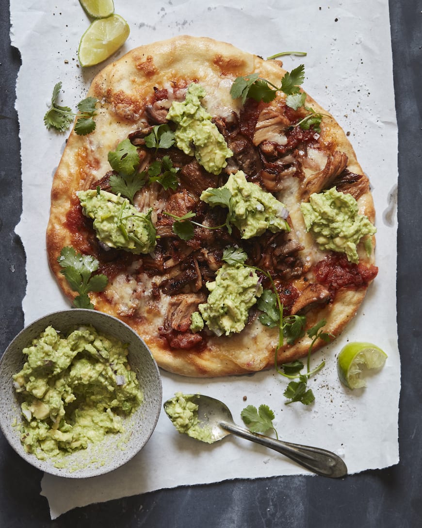 Carnitas and Guacamole Pizza