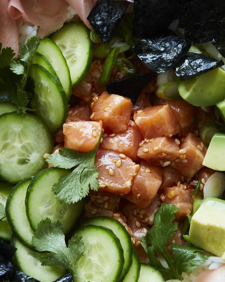 Spicy Salmon Sushi Bowls from www.whatsgabycooking.com (@whatsgabycookin)