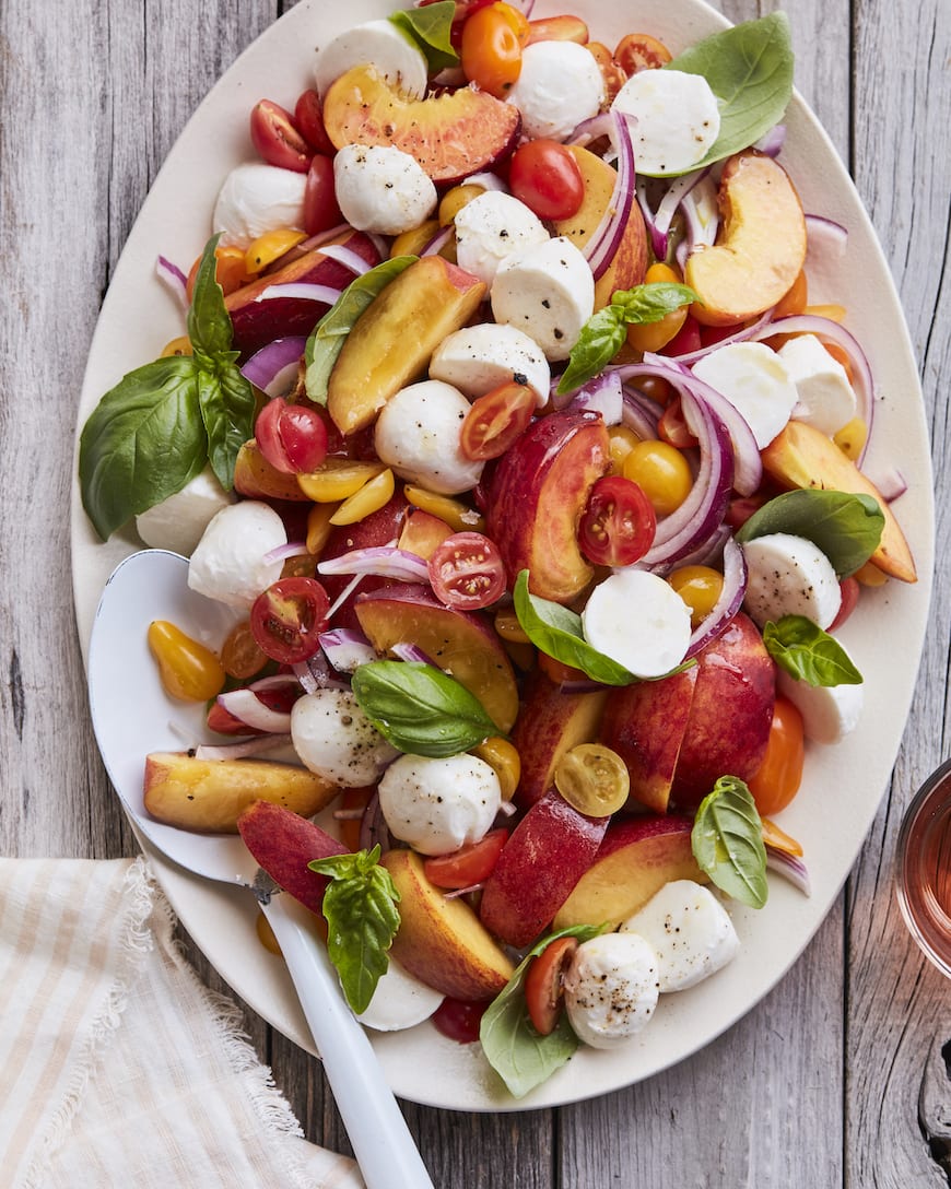 Peach Tomato Caprese from www.whatsgabycooking.com (@whatsgabycookin)