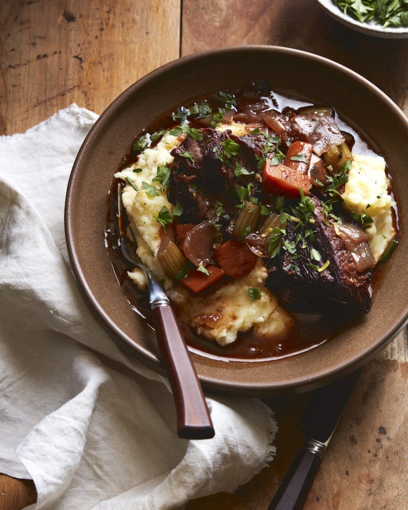 Garlic Red Wine Braised Short Ribs with Creme Fraiche Mash from www.whatsgabycooking.com (@whatsgabycookin)