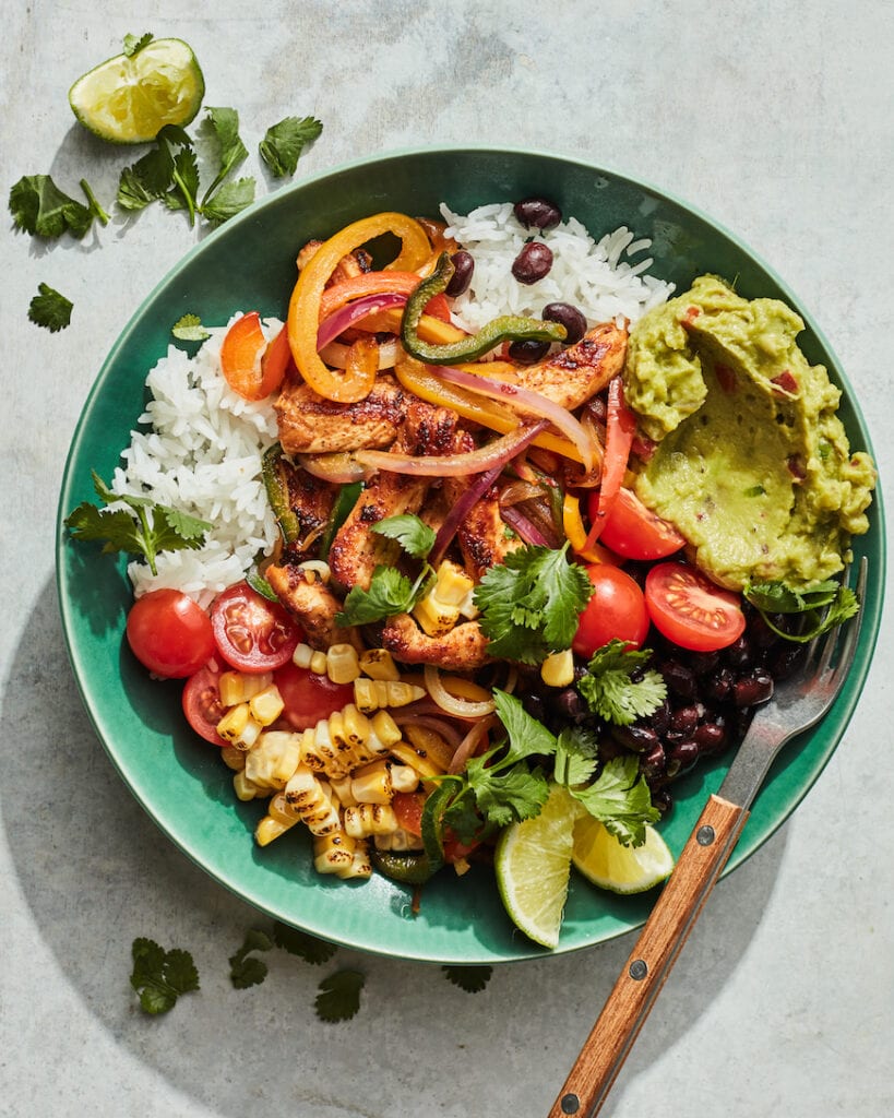 Chicken Fajita Bowls with Guacamole - What's Gaby Cooking