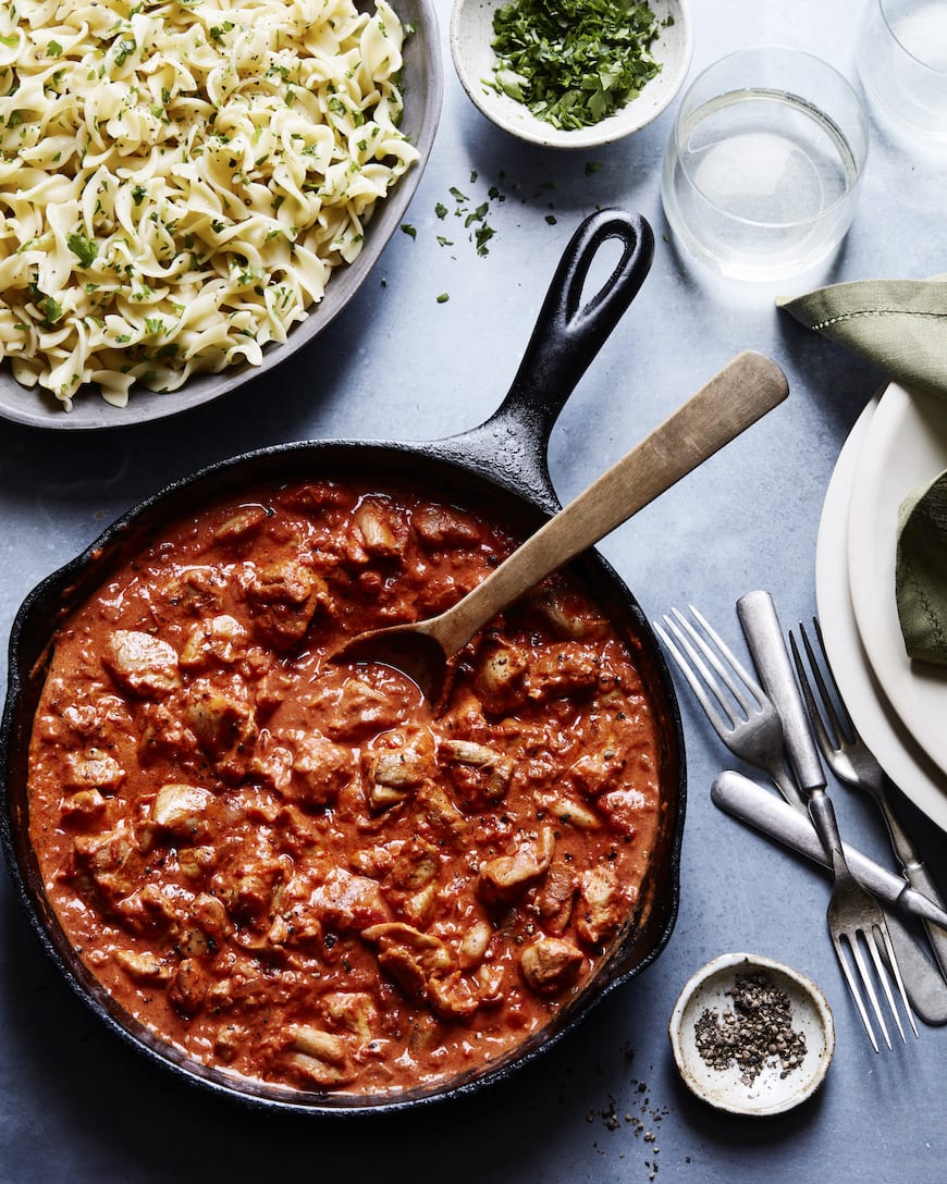 Chicken Paprikash with Buttered Noodles from www.whatsgabycooking.com (@whatsgabycookin)