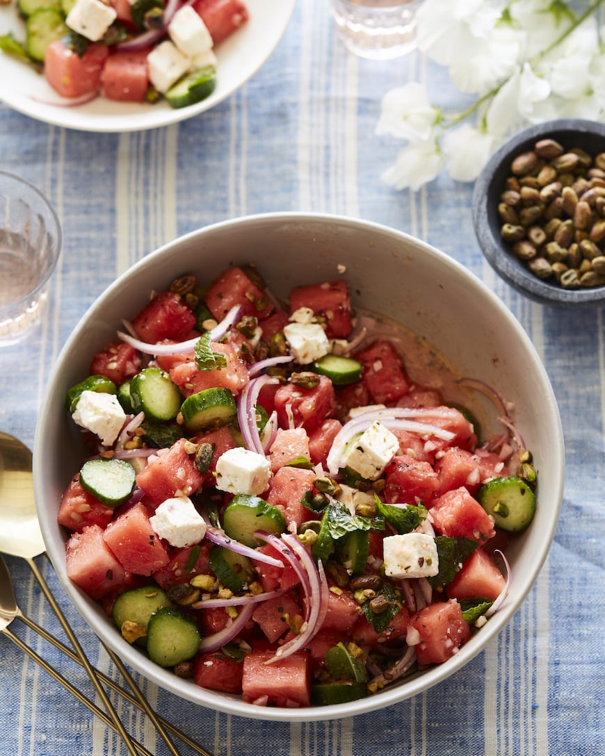 Watermelon Cucumber Salad from www.whatsgabycooking.com (@whatsgabycookin)