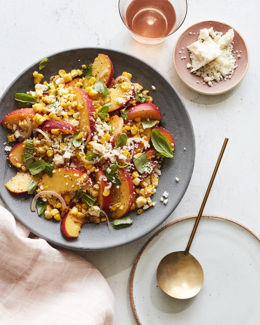 Grilled Corn and Stone Fruit Salad from www.whatsgabycooking.com (@whatsgabycookin)