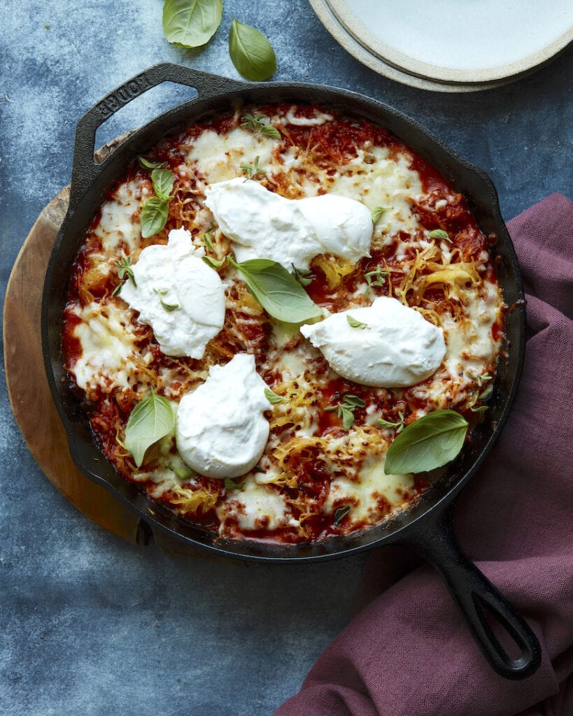 Spaghetti Squash Chicken Parmesan Bake from www.whatsgabycooking.com (@whatsgabycookin)