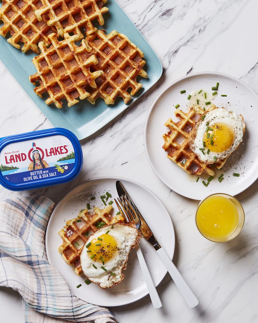 Cheesy Herb Waffles from www.whatsgabycooking.com (@whatsgabycookin)