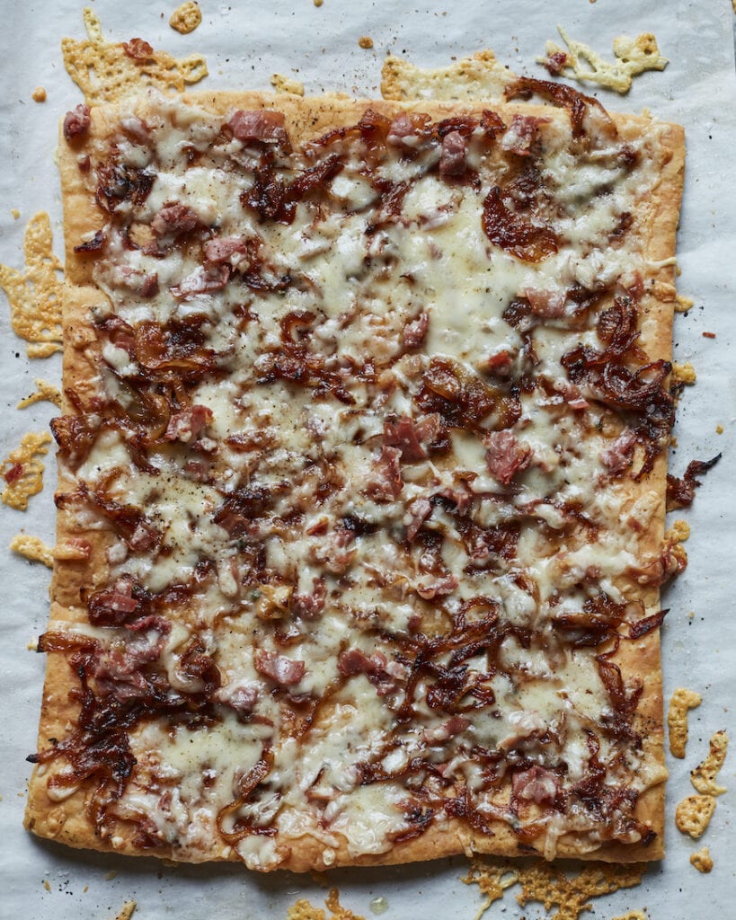 Caramelized Onions and Gruyere Flatbread from www.whatsgabycooking.com (@whatsgabycookin)