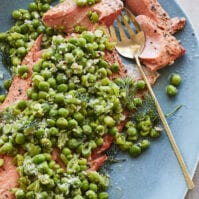 Broiled Salmon with Spring Peas from www.whatsgabycooking.com (@whatsgabycookin)