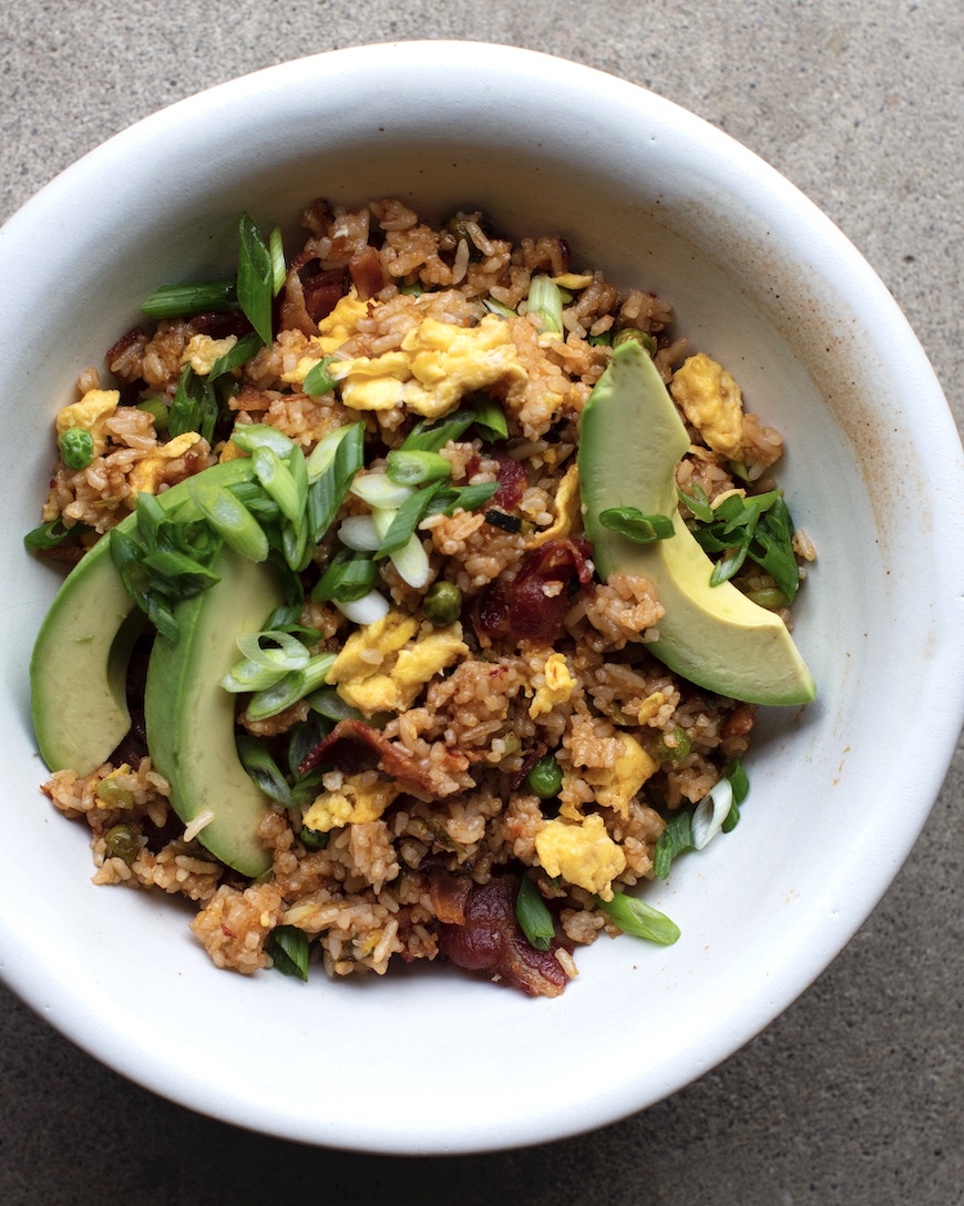 Spicy Bacon Fried Rice from www.whatsgabycooking.com (@whatsgabycookin)