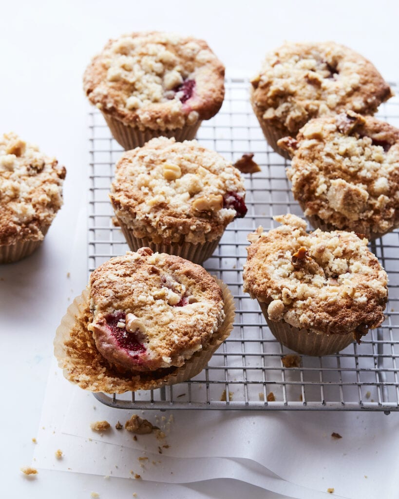 Strawberry Muffins with Walnut Streusel from www.whatsgabycookin.com (@whatsgabycookin)