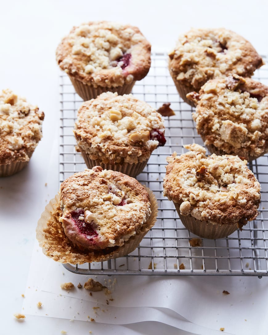 Strawberry Muffins with Walnut Streusel