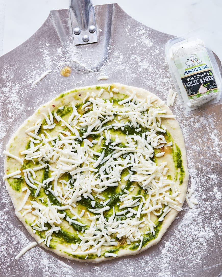 Roasted Garlic Goat Cheese Pizza with Basil Vinaigrette What's Gaby
