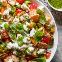 Tomato Feta Panzanella from www.whatsgabycooking.com (@whatsgabycookin)