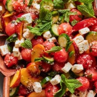 Watermelon Peach Salad from www.whatsgabycooking.com (@whatsgabycookin)