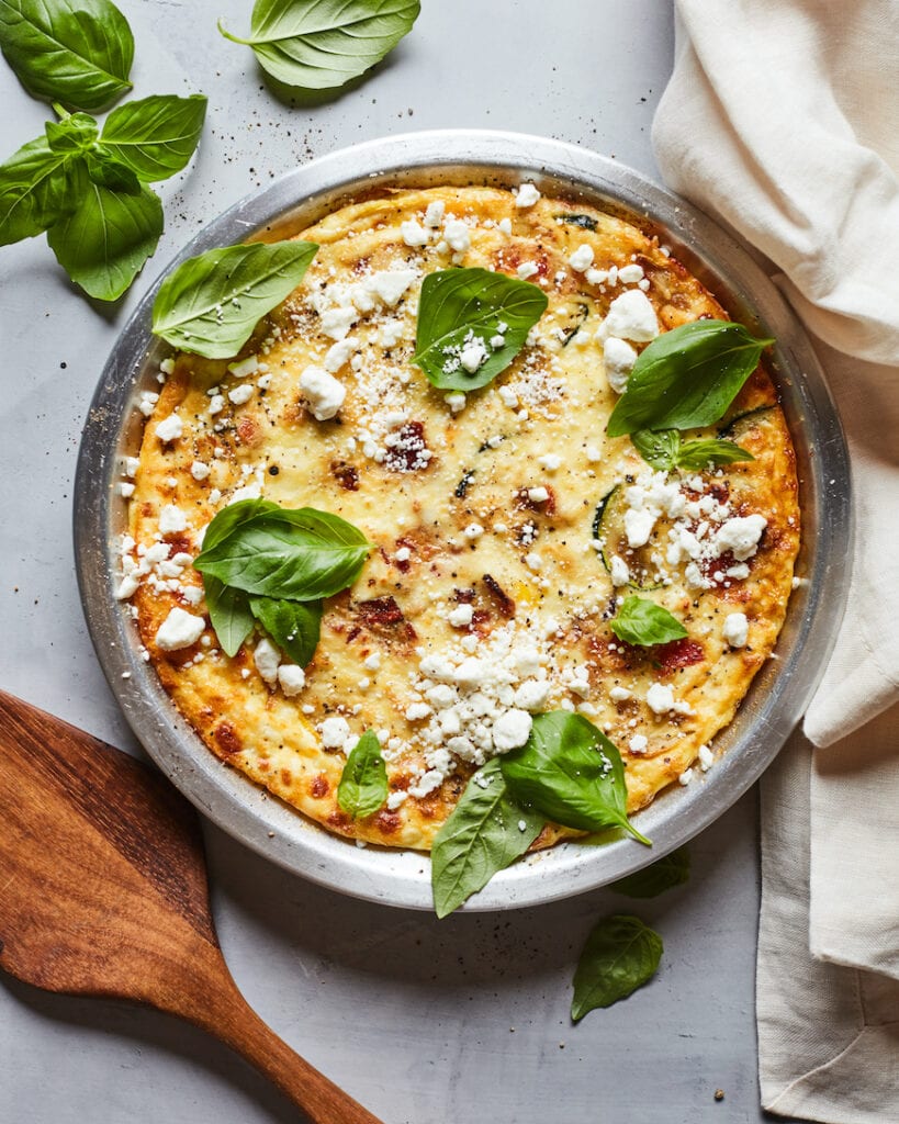 Goat Cheese Crumbled Summer Veggie Quiche from www.whatsgabycooking.com (@whatsgabycookin)