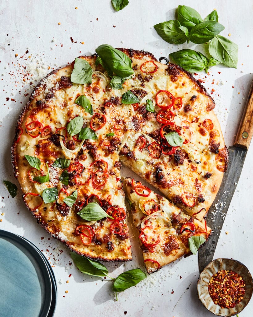 Detroit Style Sweet Fennel and Sausage Pizza from www.whatsgabycooking.com (@whatsgabycookin)