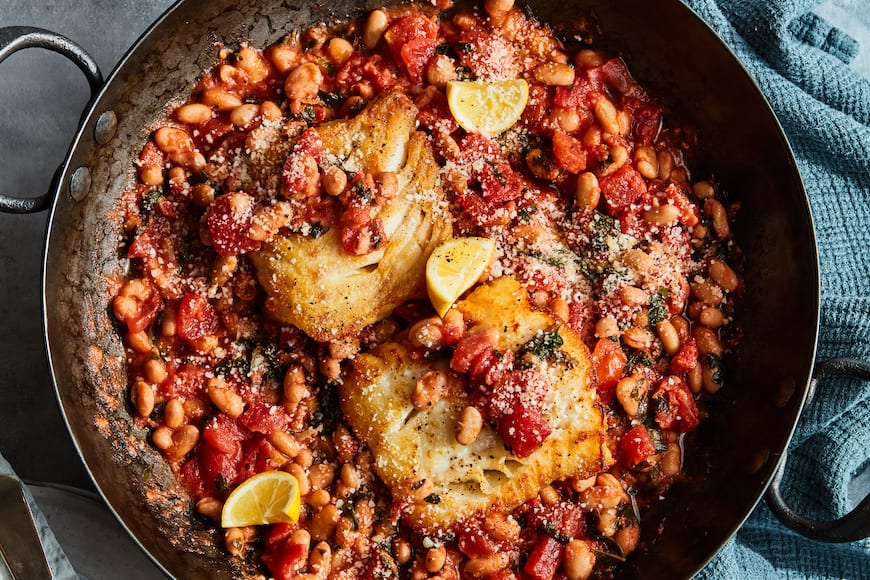 White Fish with Tomato Basil White Beans from www.whatsgabycooking.com (@whatsgabycookin)